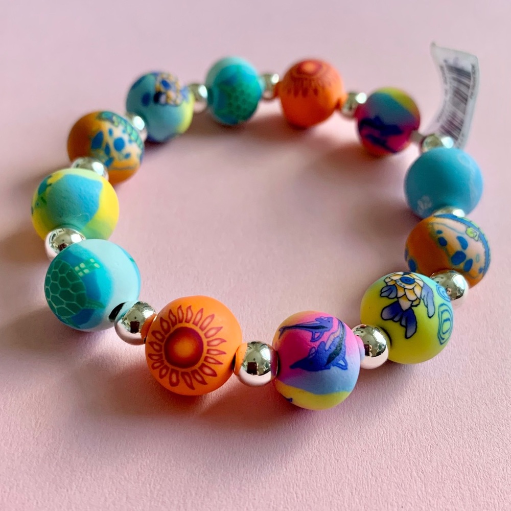 Viva Beads Handmade Beaded Aquarium Stretch Bracelet NWT